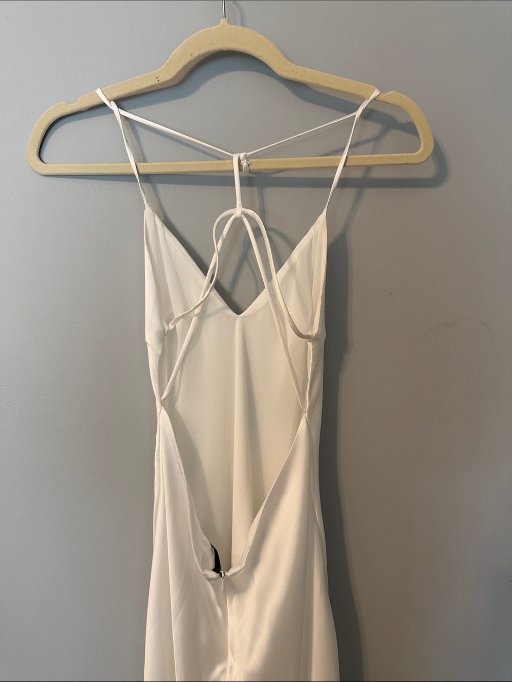 Zara White Satin Maxi Slip Dress with Strappy Back - Picture 3 of 6